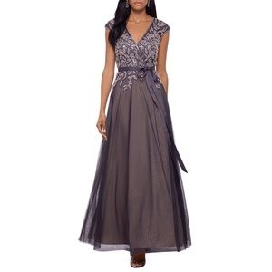 XSCAPE beaded fit & flare tulle ballgown formal dress